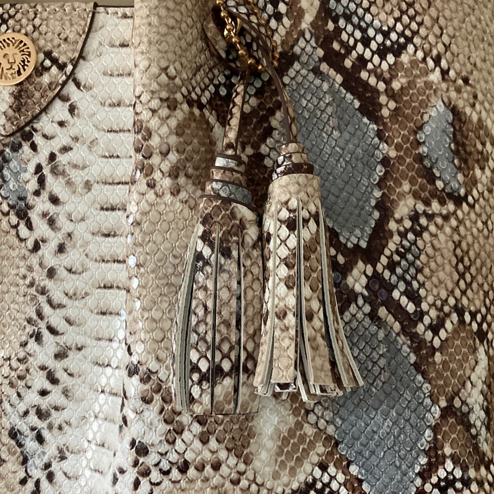 Anne Klein Women's A-Hinge Snake-Print Tote NWOT - Picture 6 of 9
